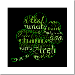 Irish St patricks day worded 4 leaf shamrock Posters and Art